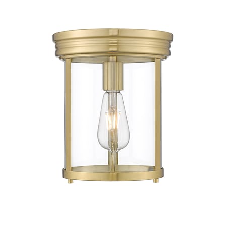 Z-Lite Thayer Flush Mount, 1-Light, 9.25 In.W x 11 In.H, Luxe Gold/Clear 742F9-LG